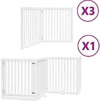 vidaXL Porte pour chien 10 pièces avec porte Pliable Blanc 800 cm Bois de peuplier