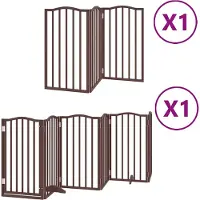 vidaXL Porte pour chien 9 pièces avec porte Pliable Marron 450 cm Bois de peuplier