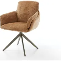 DELIFE Chaise-pivotante Luan-Flex avec accoudoirs chenille rouille pied croisé large aspect titane pivotement sur 360° fonction bascule