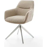 DELIFE Chaise-pivotante Pejo-Flex tissu mixte couleur boue pied croisé large acier inoxydable brossé pivotement sur 360° fonction bascule ressorts ensachés