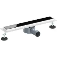 vidaXL Drain de douche avec cache en verre et siphon 360° Noir 50 cm