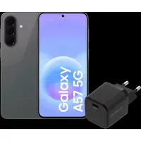 Samsung Galaxy A57 128 Go Gris 5G + BlueBuilt Chargeur avec Port USB-C 45 W Noir