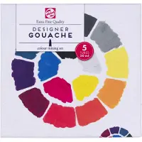 Bruynzeel Peinture gouache - Extra fine - 5 couleurs basiques - Tubes de 20ml - Talens