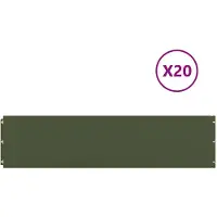 vidaXL Bordure de pelouse 20 pcs. Vert olive 25x103 cm Acier laminé à froid