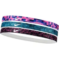 Nike Femmes, Bandeau, Bandeaux imprimés 3 pcs rose, bleu, noir N0002560608OS, Noir, Bleu, Pink