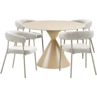 Ebuy24 Elin ensemble pour salle à manger table à manger 4 chaises sable.
