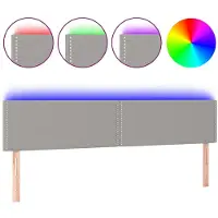 vidaXL Tête de lit LED gris clair 180x5x78/88 cm Tissu
