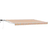 vidaXL Structure manuelle pour stores avec éclairage LED, orange et gris, 4 x 3,5 m