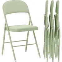 HOMCOM Lot de 4 chaises pliantes chaises de salle à manger portables intérieur avec assises et dossiers rembourrés en velours et cadre en acier, charge jusqu'à 120kg, vert