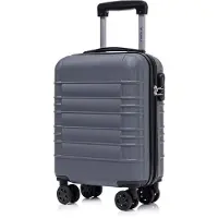 YONSLY Valise à roulettes Valise de voyage Valise à roulettes Bagage à main, avec 4 roulettes 360°, valise rigide, serrure à combinaison, poignée souple en caoutchouc (S, gris)