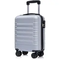 YONSLY Valise à roulettes, valise de voyage, valise cabine à 4 roulettes pivotantes à 360°, valise rigide, serrure à combinaison, poignée souple en caoutchouc (S, argent)