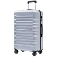 YONSLY Valise à roulettes, valise de voyage, valise cabine à 4 roulettes pivotantes à 360°, valise rigide, serrure à combinaison, poignée souple en caoutchouc (XL, argent)