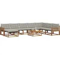vidaXL Ensemble de canapés d'extérieur avec coussins 9 pièces Naturel et gris clair
