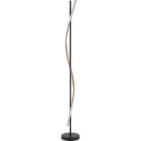 Globo Lampadaire LED, noir, aspect bois, H 150,7 cm