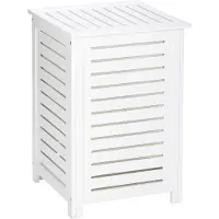 Wenko Corbeille à Linge en Bois Olso Blanc
