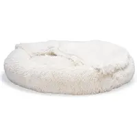 Beeztees Lit pour chien Yala en peluche beige, diamètre : 80 cm