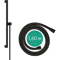 Hansgrohe Unica, barre de douche S Puro de 65 cm, avec support de douchette Easy Slide et flexible de douche Isiflex de 160 cm, finition noir mat