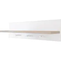 Roba Porte-Manteau Murale en Bois "Moritz" à 3 Crochets et 1 Étagère - Blanc/Luna Elm