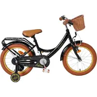 Volare Vélo pour enfants Ashley – Filles – 16 pouces – Noir – Avec frein à rétropédalage et roues d'entraînement amovibles