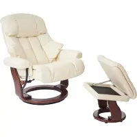 Robas Lund MCA fauteuil relax Calgary XXL cuir charge 180kg crème aspect noix