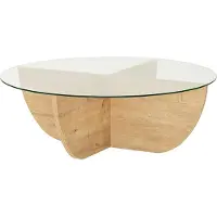 Skye Decor , Lily - Chêne saphir, tables basses, chêne saphir, verre, 90 x 30 x 90 cm