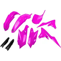 Ufo Kit de carénage PLAST, 9 pièces, ensemble de carénage en plastique avec protection de fourche pour Yamaha YZ F 250 cm³, années 2014 à 2018, couleur : rose fluo