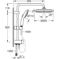 GROHE vitalio start - doucheset zonder kraan, diameter 25 cm, 2 jets, chroom