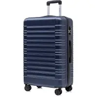 YONSLY Valise à roulettes Valise de voyage Valise, valise à roulettes Bagage à main, avec 4 roulettes 360°, valise rigide, serrure à combinaison, poignée souple en caoutchouc (XL, bleu foncé)