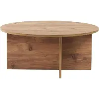 Skye Decor , Soleil - Atlantic Pine, Table basse, Pin atlantique, plateau 100 % mélamine, 90 x 90 x 40 cm