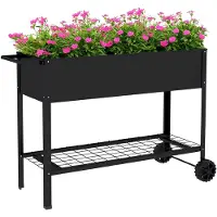 Outsunny Jardinière Sur Pieds Potager Étagère 2 Roues Insert D'irrigation Métal
