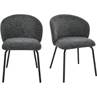 CALICOSY - Lot de 2 chaises tissu chiné et pieds metal VESPER
