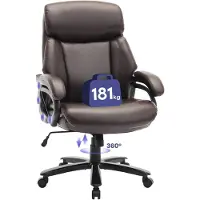COLAMY Fauteuil de direction en similicuir, chaise de bureau ergonomique avec accoudoirs réglables, dossier profilé et assise extra-large, marron