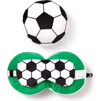Relaxeazzz Oreiller de voyage & masque de sommeil Football Oreiller en peluche Masque pour les yeux Relaxeazzz
