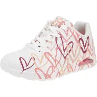 SKECHERS Baskets basses 'Uno - Spread The Love' rose / poudre / bourgogne / blanc