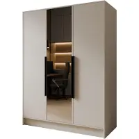 MargaretHadas24 Armoire Goya II 150 cm avec miroir (cachemire, poignées noires)