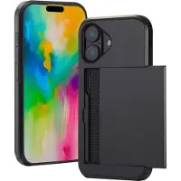 IMoshion Coque arrière avec porte-cartes pour Apple iPhone 16 - Noir