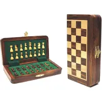 HOT Games Jeu d'échecs magnétique de voyage en bois 19 x 9 cm