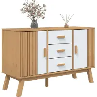 vidaXL Sideboard OLDEN blanc et brun 114x43x73,5 cm Pin massif