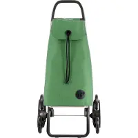 Rolser IMAX TWEED - Chariot de course Pliable - 6 roues - Vert - Design tendance et grande capacité, châssis en aluminium léger, sac imperméable effet tweed