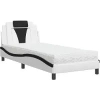 vidaXL Lit "Viana" avec matelas Blanc et noir 180x200 cm Similicuir