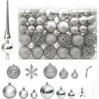 vidaXL Ensemble de boules de Noël 111 pièces argenté polystyrène