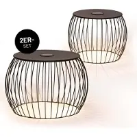DS Produkte LUMALAND Set de 2 tables d'appoint - LED, Solar & USB - in & outdoor - facile d'entretien