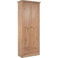 Finori - Armoire d'entrée 2 portes à cadre, 5 étagères et 1 tiroir L80 cm - TIMBER