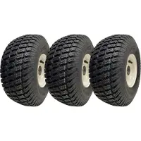 Parnells 15x6.00-6 Grass Lawnmower Wheels Tyres Fitted on Rims 20mm Bearings (Set of 3)
