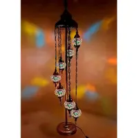 Halay Lampadaire turc en mosaïque fait main avec 7 boules multicolores – Lampe orientale pour une ambiance chaleureuse