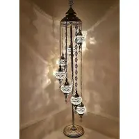 Halay Lampadaire turc en mosaïque fait main avec 7 bulbes blancs - Lampe marocaine de Pâques pour une ambiance chaleureuse