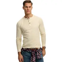 Superdry Lite Textured Grandad Long Sleeve T-shirt Beige XL Homme