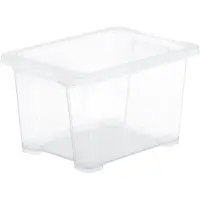 Rotho CORE BASIC, coffret de 4 boîtes de rangement de 15 litres – 38,7 x 27,9 x 22,8 cm – boîtes en plastique transparentes avec couvercle, empilables, boîtes de rangement pour la maison et la cave