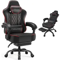 GTPLAYER Fauteuil gaming , fauteuil de bureau, fauteuil PC ergonomique, fauteuil pivotant réglable en hauteur, accoudoirs avec mécanisme synchrone, coussin lombaire, appui-tête