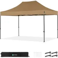 Vonroc Tente de réception pliante 3x4,5 m beige – tonnelle easy-up, étanche 3000 mm & UV 50+ |